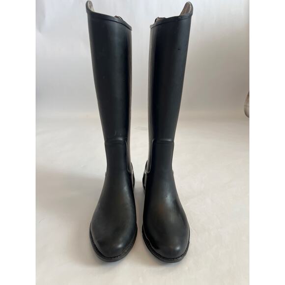 SAM EDELMAN XENIA WOMENS TALL RUBBER RAIN BOOTS WELLIES BLACK TAN SIZE 7M - Picture 4 of 12